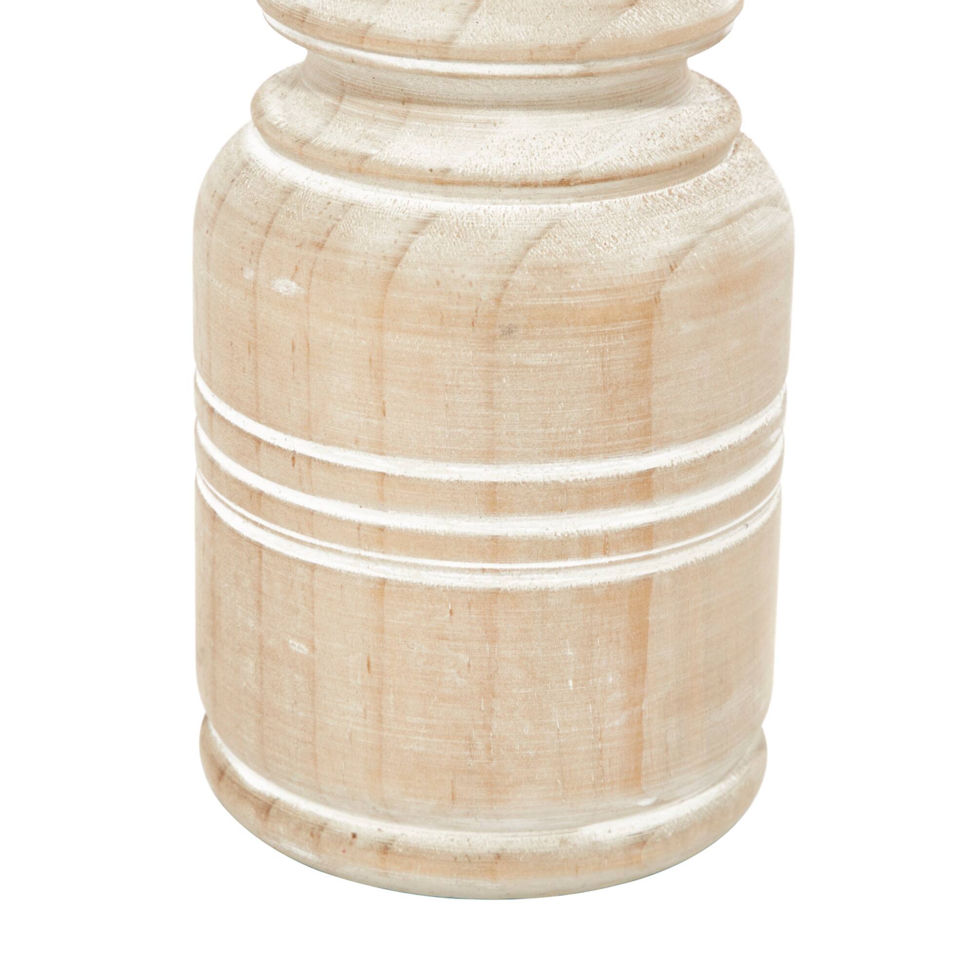 Brown Wood Natural Candle Holder Set